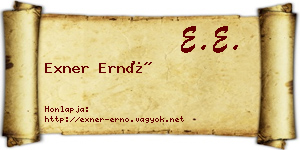 Exner Ernő névjegykártya